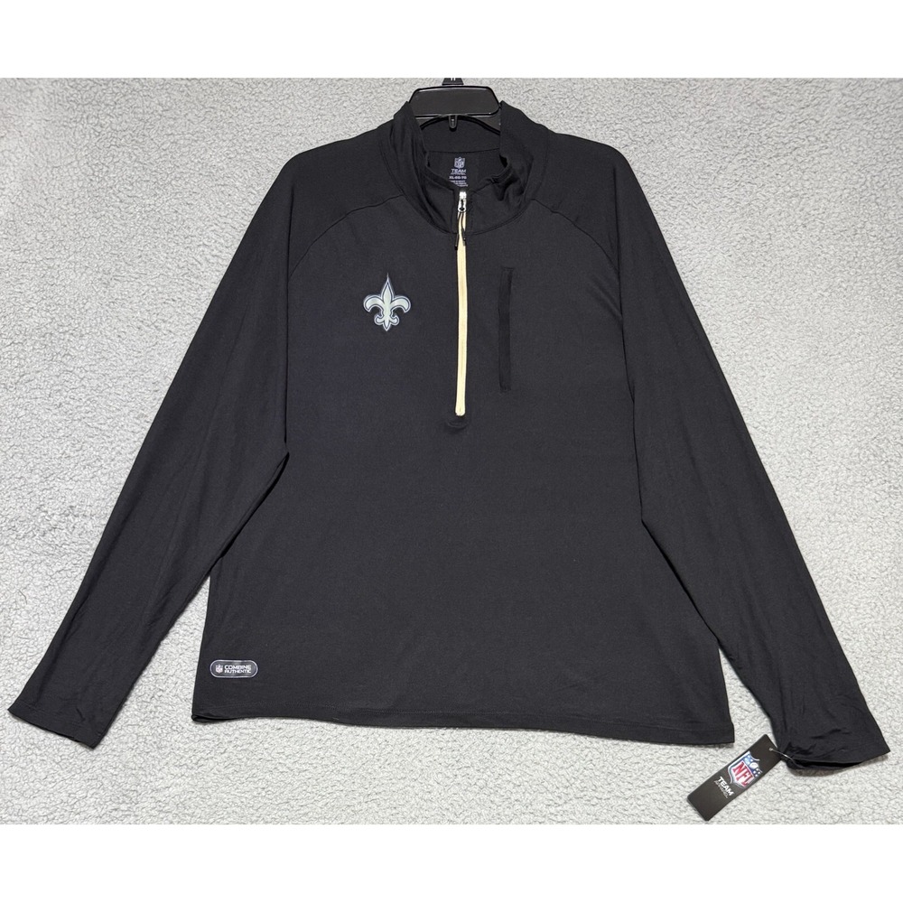 NFL Team Apparel New Orleans Saints 1/2 Zip Long Sleeve Pullover Mens XL NEW